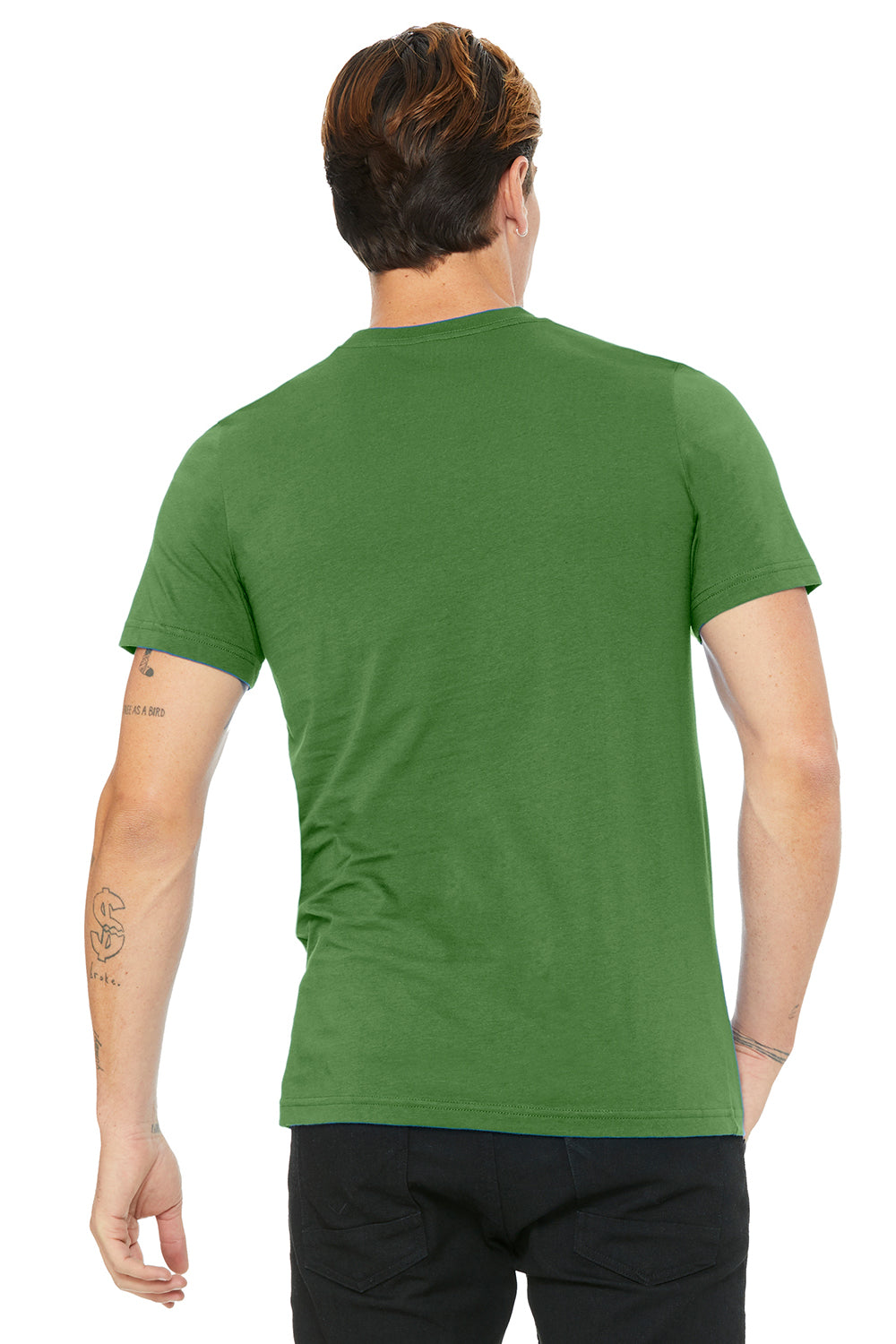 Bella + Canvas 3001U/3001USA Mens USA Made Jersey Short Sleeve Crewneck T-Shirt Leaf Green Model Back