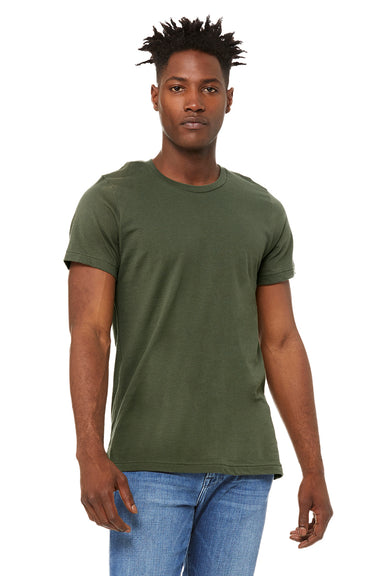 Bella + Canvas 3001U/3001USA Mens USA Made Jersey Short Sleeve Crewneck T-Shirt Military Green Model Front