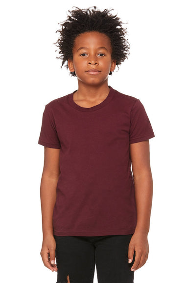Bella + Canvas BC3001Y/3001Y Youth Jersey Short Sleeve Crewneck T-Shirt Maroon Model Front