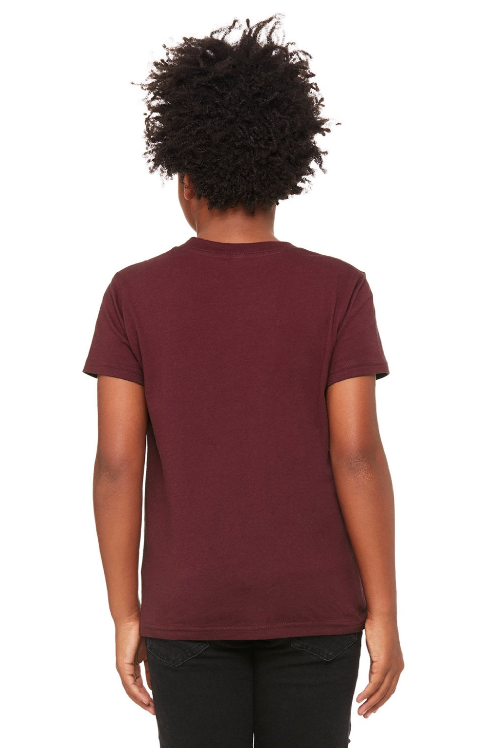 Bella + Canvas BC3001Y/3001Y Youth Jersey Short Sleeve Crewneck T-Shirt Maroon Model Back