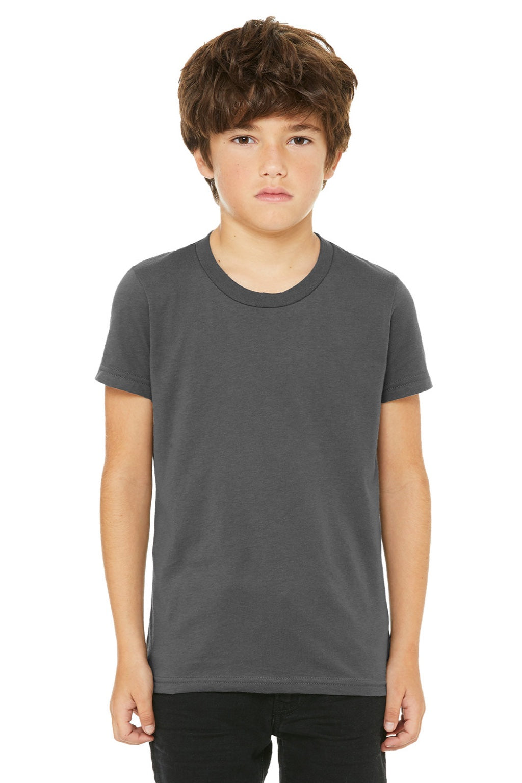 Bella + Canvas BC3001Y/3001Y Youth Jersey Short Sleeve Crewneck T-Shirt Asphalt Grey Model Front