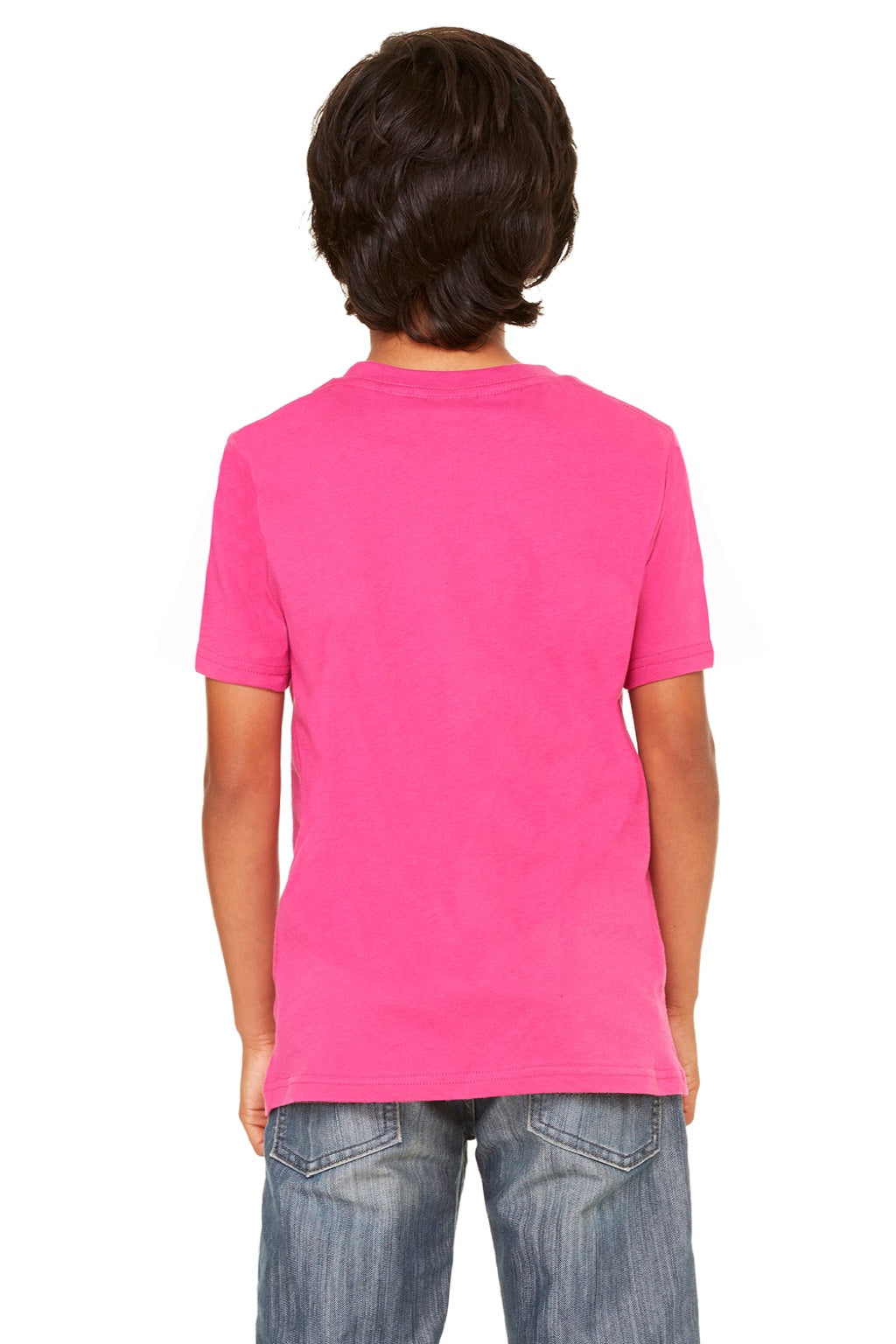 Bella + Canvas BC3001Y/3001Y Youth Jersey Short Sleeve Crewneck T-Shirt Berry Pink Model Back