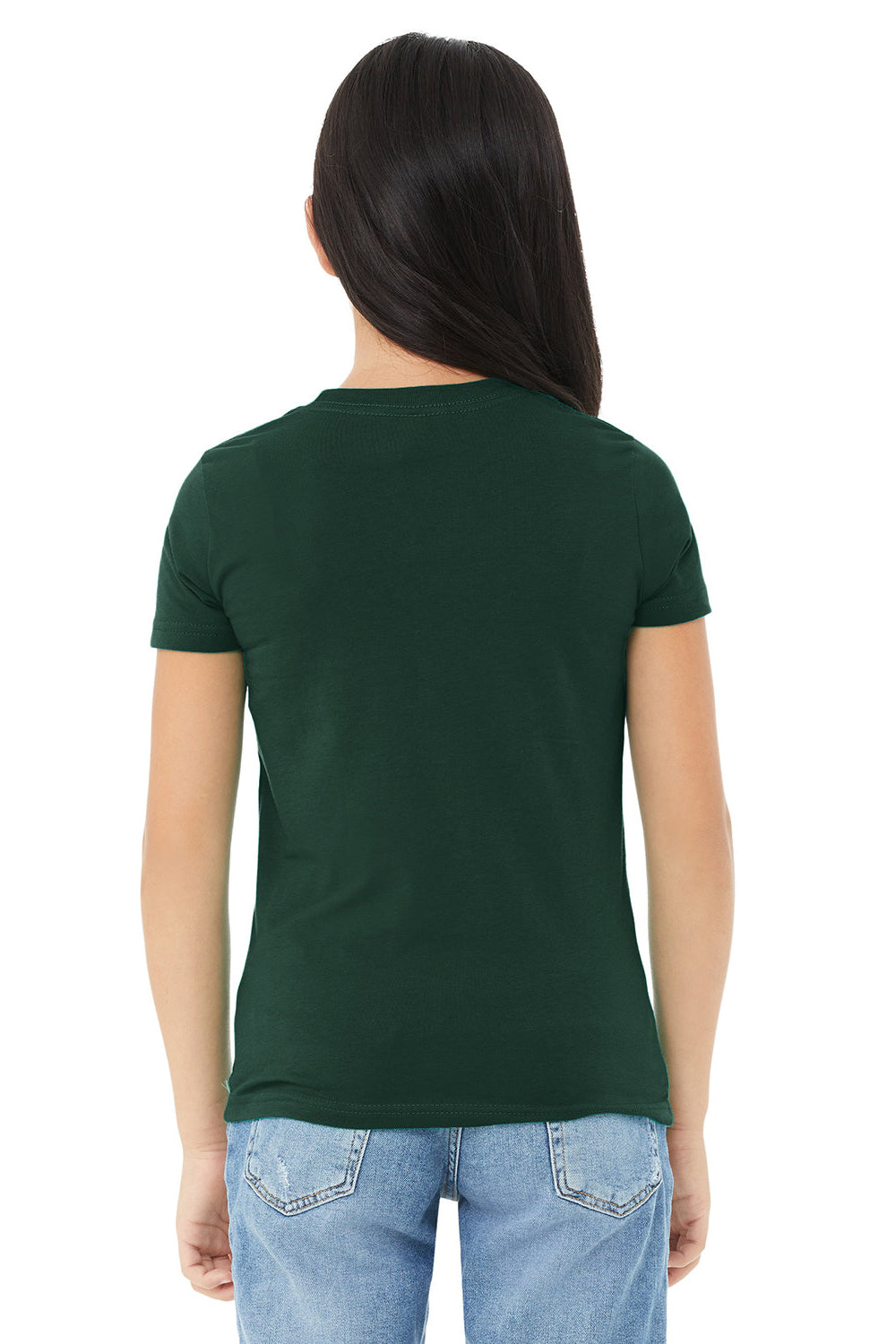 Bella + Canvas 3001Y Youth Jersey Short Sleeve Crewneck T-Shirt Forest Green Model Back