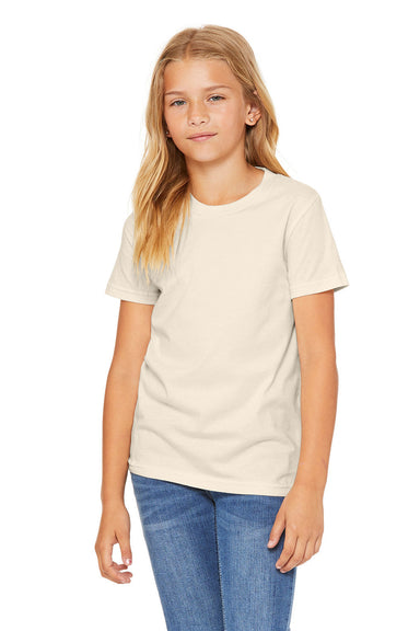 Bella + Canvas 3001Y Youth Jersey Short Sleeve Crewneck T-Shirt Natural Model Front