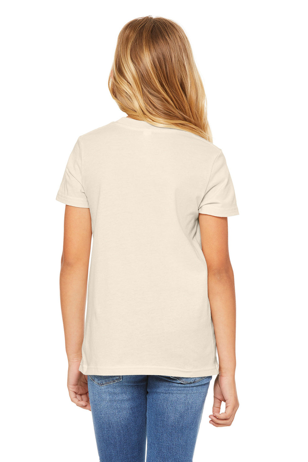 Bella + Canvas 3001Y Youth Jersey Short Sleeve Crewneck T-Shirt Natural Model Back
