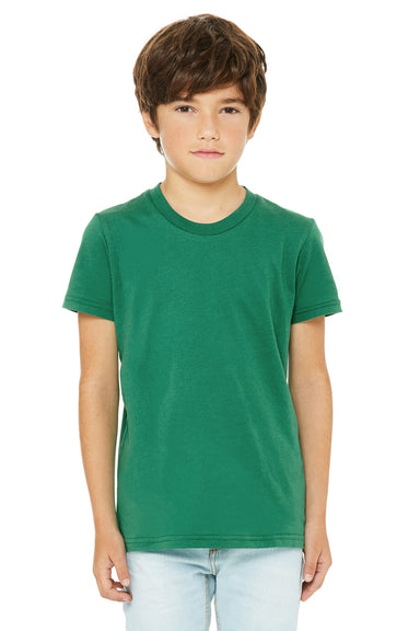 Bella + Canvas 3001Y Youth Jersey Short Sleeve Crewneck T-Shirt Kelly Green Model Front