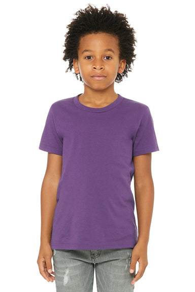 Bella + Canvas 3001Y Youth Jersey Short Sleeve Crewneck T-Shirt Royal Purple Model Front