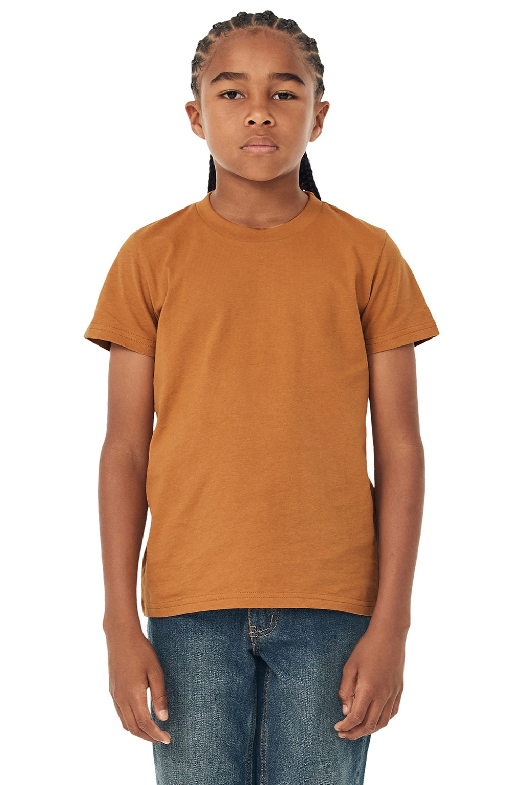 Bella + Canvas BC3001Y/3001Y Youth Jersey Short Sleeve Crewneck T-Shirt Toast Model Front