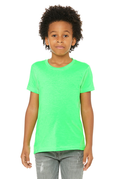 Bella + Canvas 3001Y Youth Jersey Short Sleeve Crewneck T-Shirt Neon Green Model Front