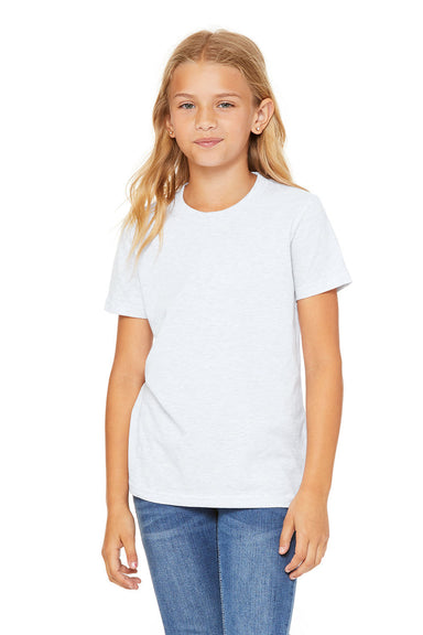 Bella + Canvas 3001Y Youth Jersey Short Sleeve Crewneck T-Shirt Ash Grey Model Front