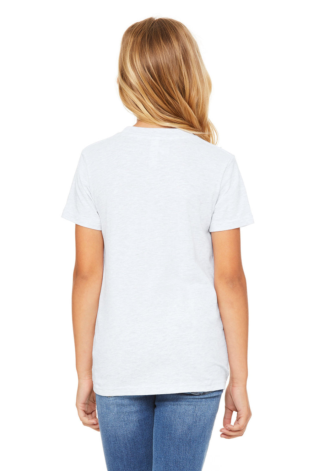 Bella + Canvas 3001Y Youth Jersey Short Sleeve Crewneck T-Shirt Ash Grey Model Back