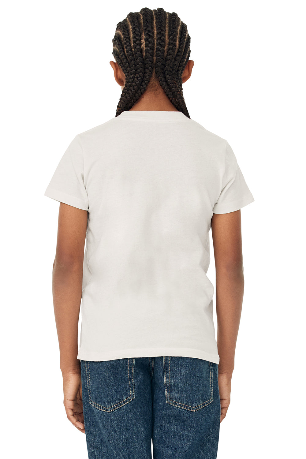 Bella + Canvas 3001Y Youth Jersey Short Sleeve Crewneck T-Shirt Vintage White Model Back