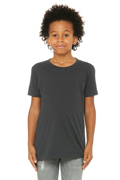 Bella + Canvas 3001Y Youth Jersey Short Sleeve Crewneck T-Shirt Dark Grey Model Front