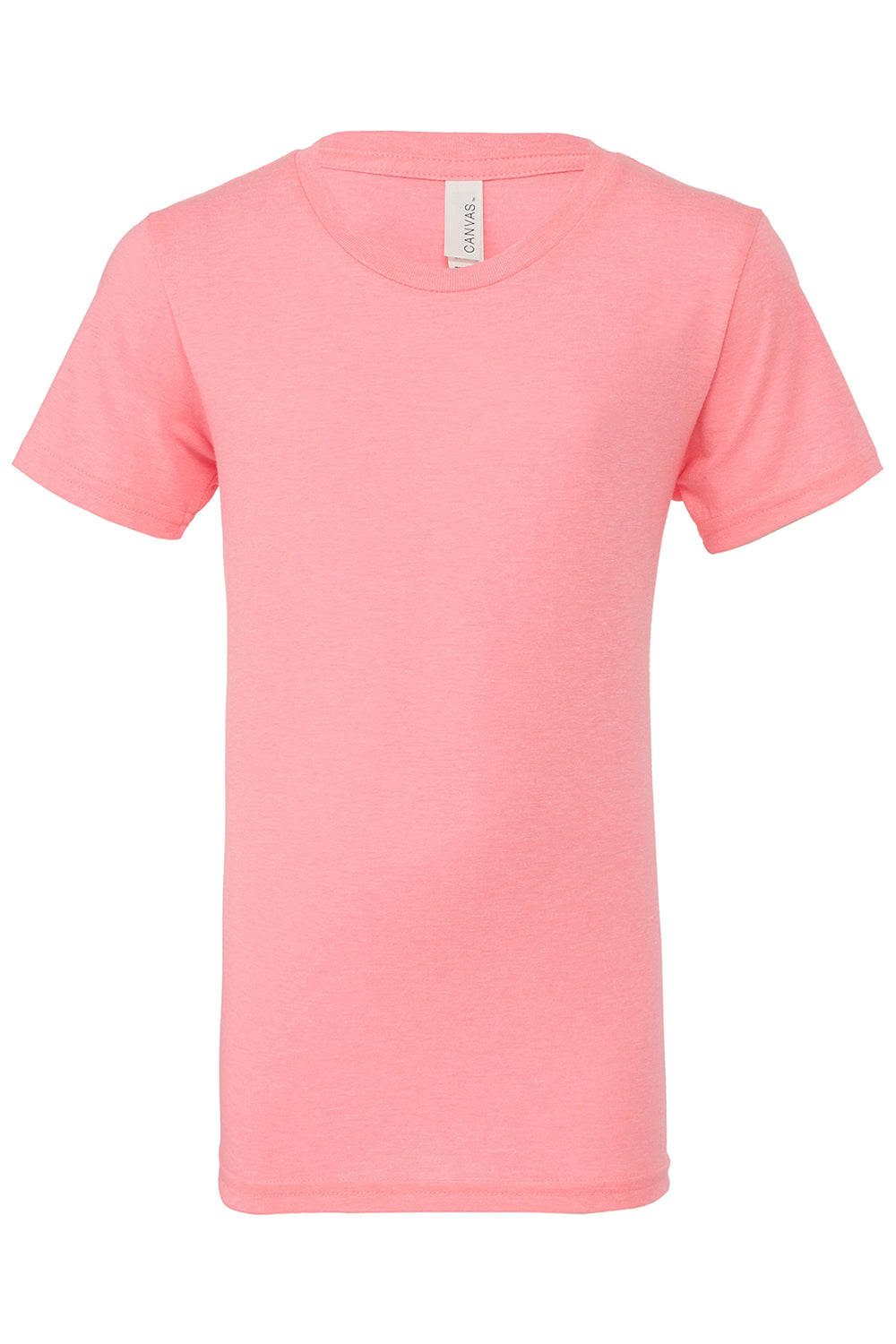 Bella + Canvas 3001Y Youth Jersey Short Sleeve Crewneck T-Shirt Neon Pink Flat Front