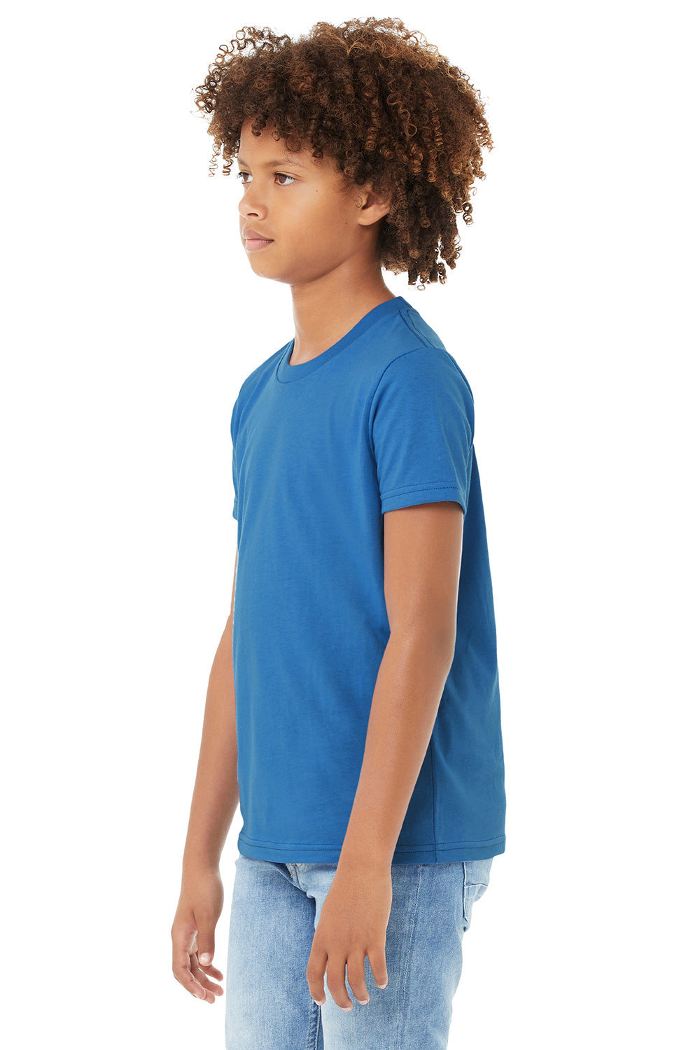 Bella + Canvas 3001Y Youth Jersey Short Sleeve Crewneck T-Shirt Columbia Blue Model 3Q