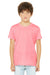 Bella + Canvas BC3001YCVC/3001YCVC Youth Jersey Short Sleeve Crewneck T-Shirt Neon Pink Model Front