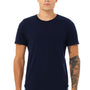 Bella + Canvas Mens Curved Hem Short Sleeve Crewneck T-Shirt - Navy Blue