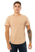 Bella + Canvas 3003C Mens Curved Hem Short Sleeve Crewneck T-Shirt Heather Sand Dune Model Front