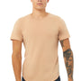 Bella + Canvas Mens Curved Hem Short Sleeve Crewneck T-Shirt - Heather Sand Dune