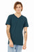 Bella + Canvas BC3005/3005/3655C Mens Jersey Short Sleeve V-Neck T-Shirt Deep Teal Blue Model Front