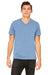 Bella + Canvas BC3005/3005/3655C Mens Jersey Short Sleeve V-Neck T-Shirt Steel Blue Model Front
