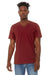 Bella + Canvas BC3005/3005/3655C Mens Jersey Short Sleeve V-Neck T-Shirt Cardinal Red Model Front