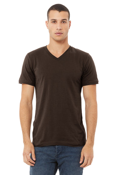 Bella + Canvas BC3005/3005/3655C Mens Jersey Short Sleeve V-Neck T-Shirt Brown Model Front