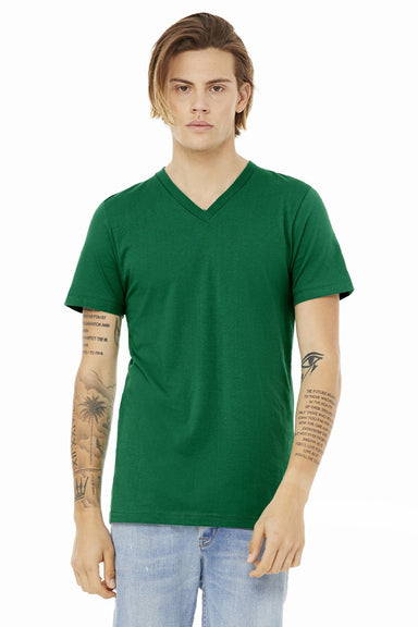 Bella + Canvas BC3005/3005 Mens Jersey Short Sleeve V-Neck T-Shirt Kelly Green Model Front
