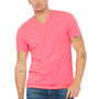 Bella + Canvas Mens Jersey Short Sleeve V-Neck T-Shirt - Neon Pink