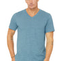 Bella + Canvas Mens Jersey Short Sleeve V-Neck T-Shirt - Denim Blue Slub
