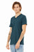 Bella + Canvas BC3005/3005/3655C Mens Jersey Short Sleeve V-Neck T-Shirt Deep Teal Blue Model 3Q