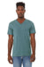 Bella + Canvas BC3005CVC Mens CVC Short Sleeve V-Neck T-Shirt Heather Deep Teal Model Front
