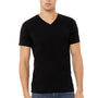Bella + Canvas Mens CVC Short Sleeve V-Neck T-Shirt - Solid Black
