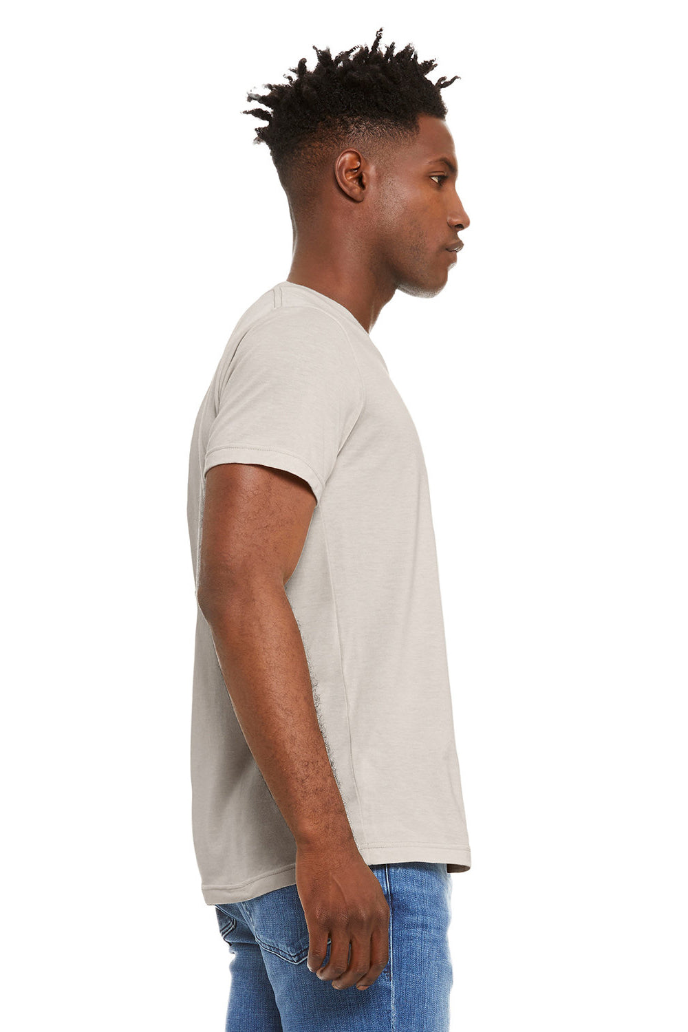 Bella + Canvas BC3005CVC Mens CVC Short Sleeve V-Neck T-Shirt Heather Dust Model Side