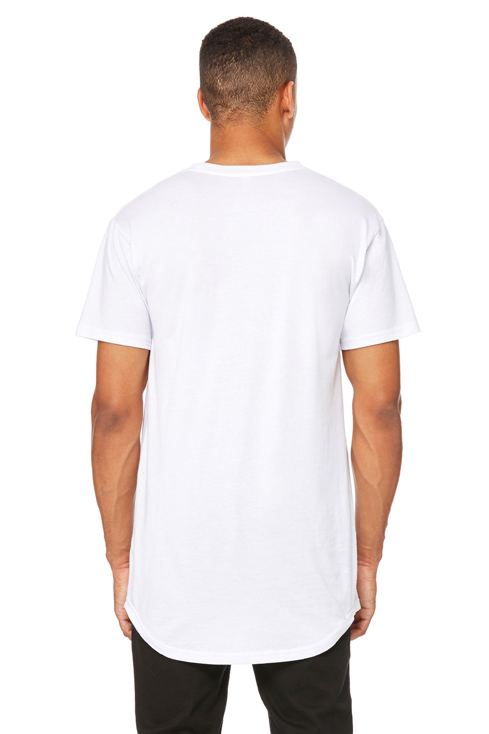 Bella + Canvas 3006 Mens Long Body Urban Short Sleeve Crewneck T-Shirt White Model Back