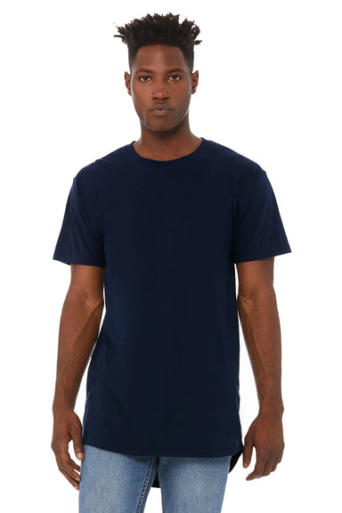 Bella + Canvas 3006 Mens Long Body Urban Short Sleeve Crewneck T-Shirt Navy Blue Model Front