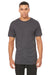 Bella + Canvas 3006 Mens Long Body Urban Short Sleeve Crewneck T-Shirt Heather Dark Grey Model Front