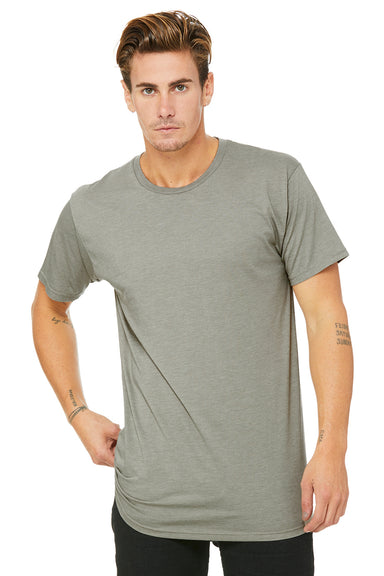 Bella + Canvas 3006 Mens Long Body Urban Short Sleeve Crewneck T-Shirt Heather Stone Model Front