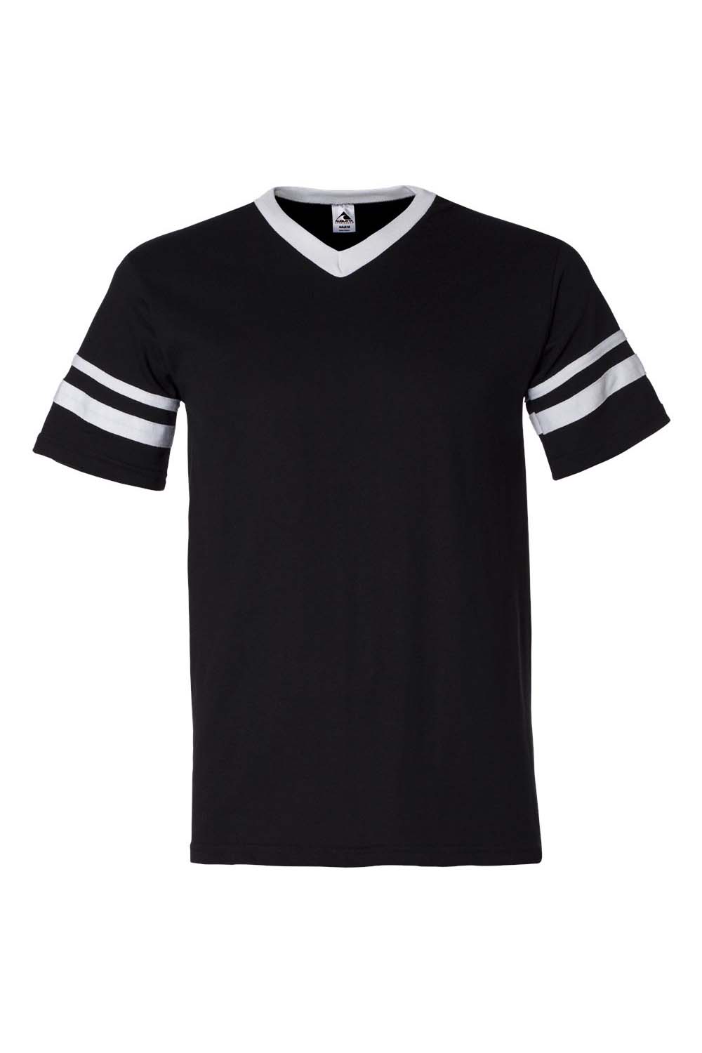 Augusta Sportswear 360 Mens Short Sleeve V-Neck T-Shirt Black/White Model Flat Front