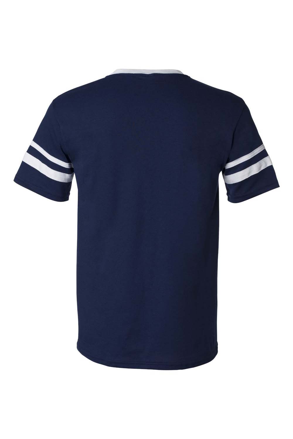 Augusta Sportswear 360 Mens Short Sleeve V-Neck T-Shirt Navy Blue/White Model Flat Back