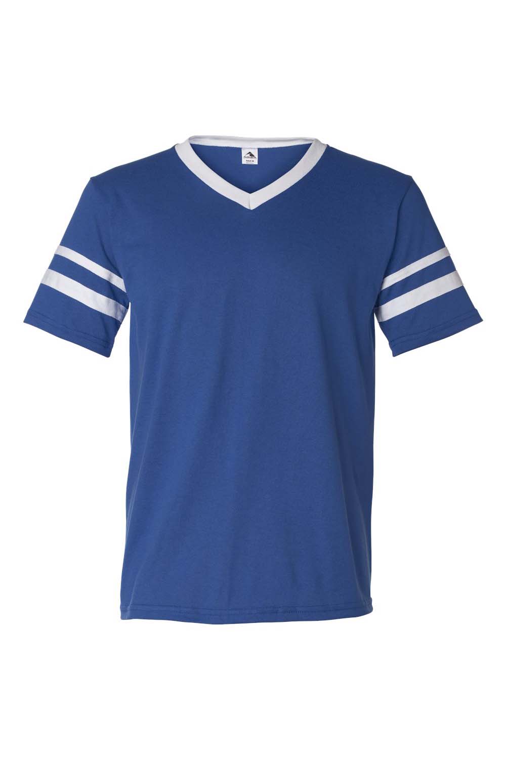 Augusta Sportswear 360 Mens Short Sleeve V-Neck T-Shirt Royal Blue/White Model Flat Front