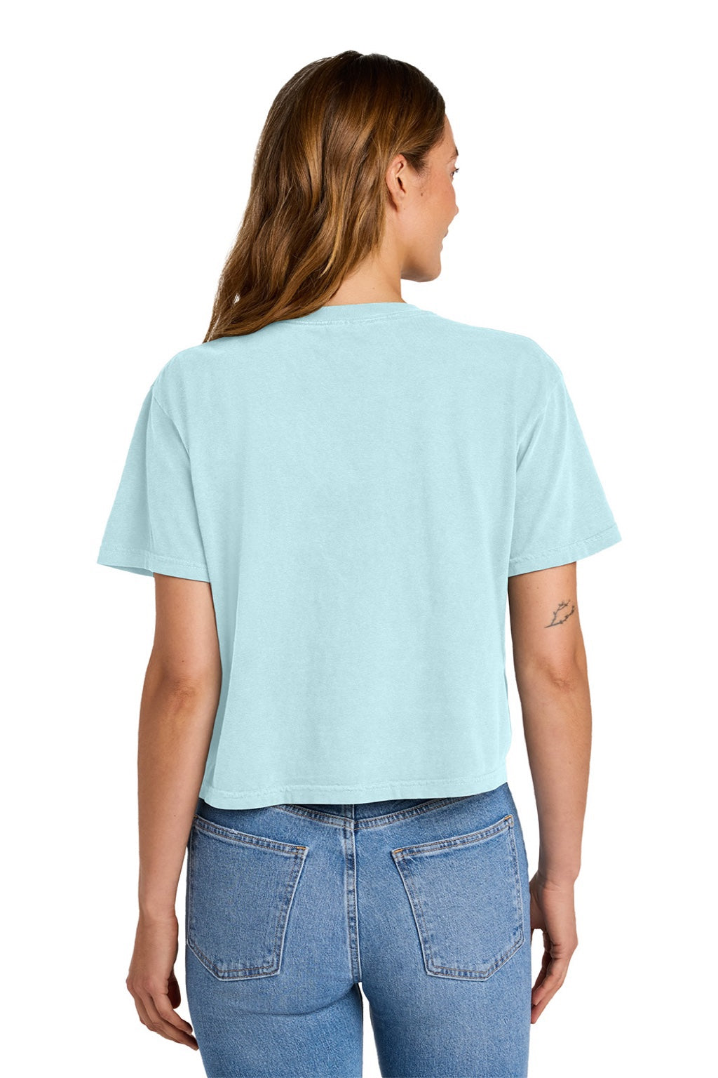 Comfort Colors 3023CL Womens Short Sleeve Crewneck T-Shirt Chambray Blue Model Back