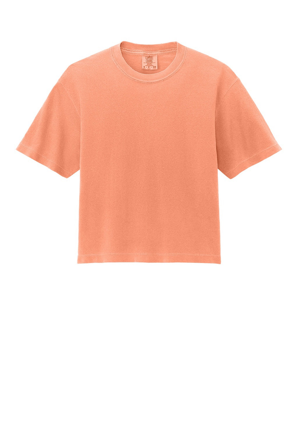 Comfort Colors 3023CL Womens Short Sleeve Crewneck T-Shirt Neon Cantloupe Orange Flat Front