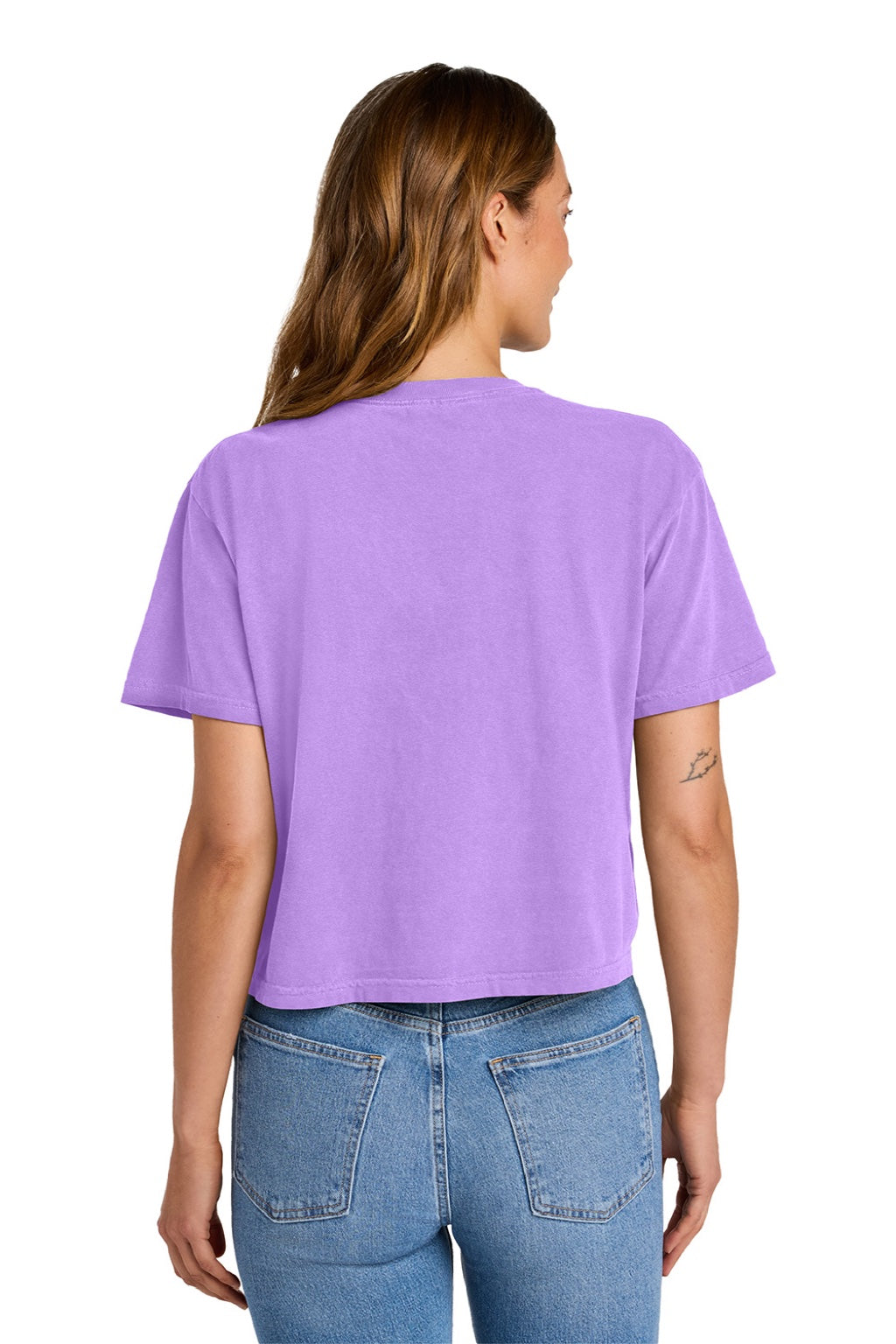 Comfort Colors 3023CL Womens Short Sleeve Crewneck T-Shirt Neon Violet Purple Model Back