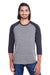 Threadfast Apparel 302G Mens 3/4 Sleeve Crewneck T-Shirt Grey/Black Model Front
