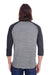 Threadfast Apparel 302G Mens 3/4 Sleeve Crewneck T-Shirt Grey/Black Model Back