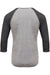 Threadfast Apparel 302G Mens 3/4 Sleeve Crewneck T-Shirt Grey/Black Flat Back