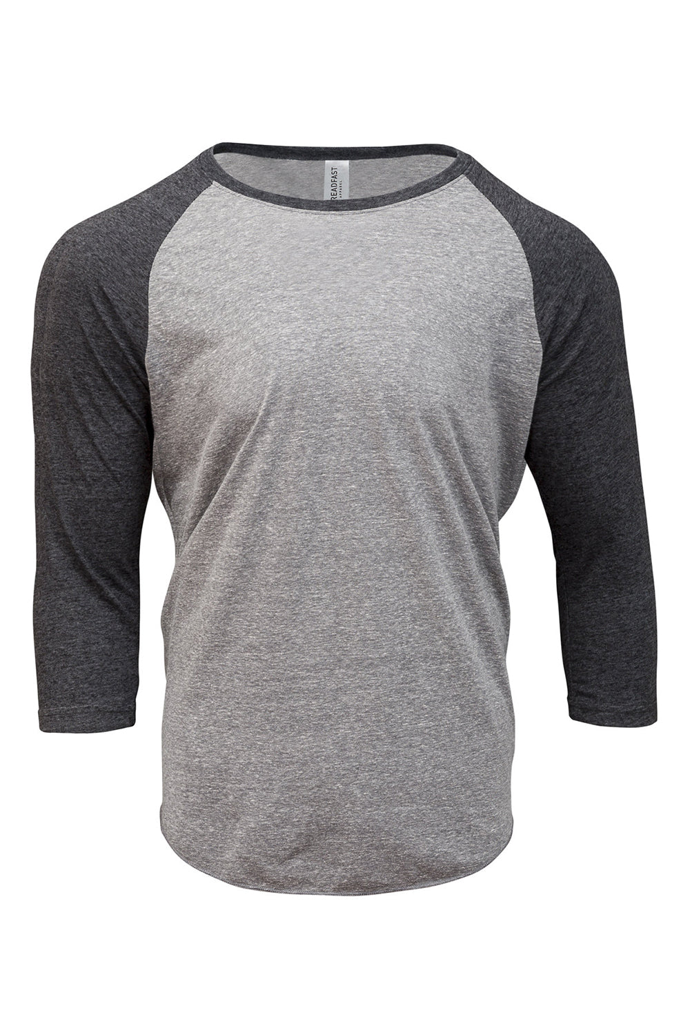 Threadfast Apparel 302G Mens 3/4 Sleeve Crewneck T-Shirt Grey/Black Flat Front