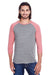 Threadfast Apparel 302G Mens 3/4 Sleeve Crewneck T-Shirt Grey/Red Model Front