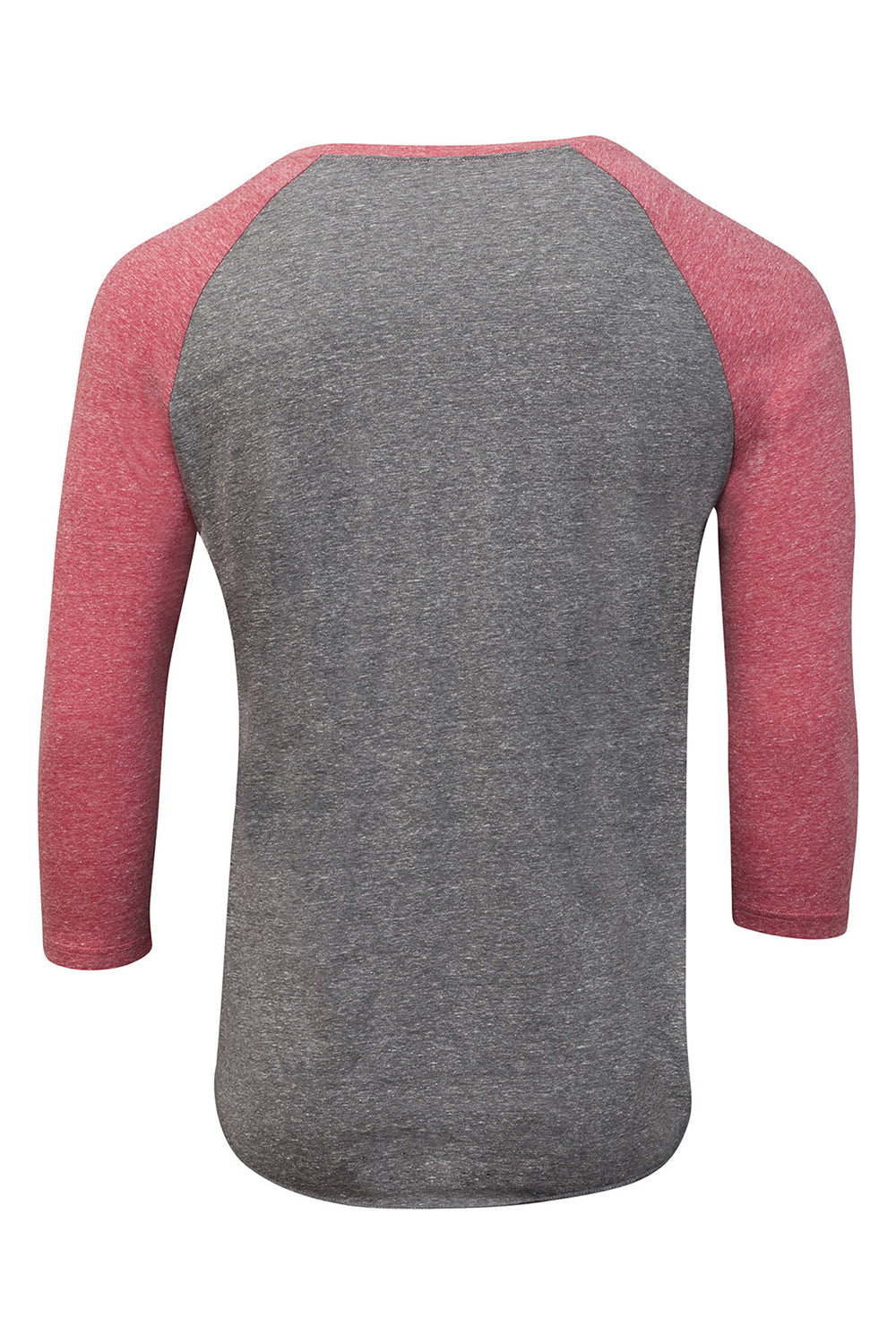 Threadfast Apparel 302G Mens 3/4 Sleeve Crewneck T-Shirt Grey/Red Flat Back